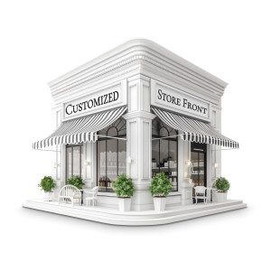 storefront cafe Customizable PowerPoint clipart graphic preview.