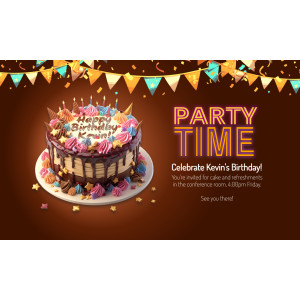 Happy Birthday Cake Customizable PowerPoint clipart graphic preview.
