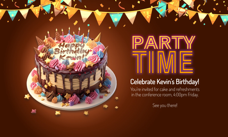 High-resolution customizable clipart of Happy Birthday Cake, designed for seasonal marketing campaigns, corporate event presentations, and holiday promotions.