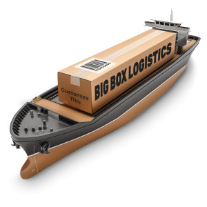 cargo ship box transport Customizable PowerPoint clipart graphic preview.