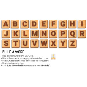 Scrabble Word Builder - Letter Tiles Customizable PowerPoint clipart graphic preview.