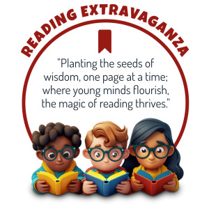 Reading Extravaganza Customizable PowerPoint clipart graphic preview.