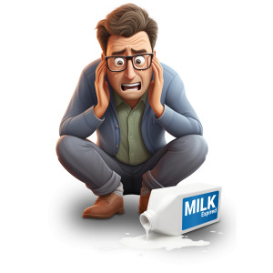 Crying Over Spilled Milk - Idiom Customizable PowerPoint clipart graphic preview.