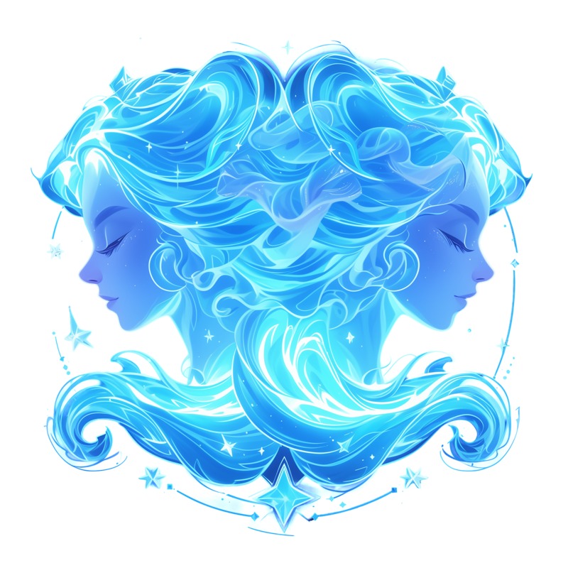 High-resolution clipart illustration of Zodiac Gemini Twins Clipart, designed for creative multimedia presentations, dynamic visual storytelling, and professional content design.