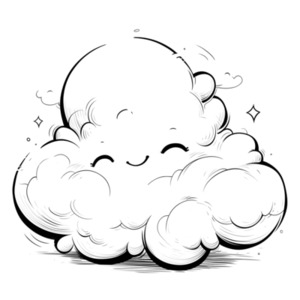 Happy Cloud Sketch PowerPoint clipart graphic preview.