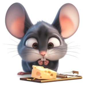 Mousetrap Temptation PowerPoint clipart graphic preview.