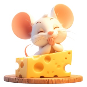Mouse and Cheese Happiness PowerPoint clipart graphic preview.