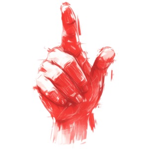 Sketched Hand Pointing Up PowerPoint clipart graphic preview.