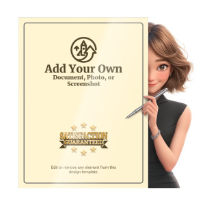 Woman Peek Around Document Customizable PowerPoint clipart graphic preview.