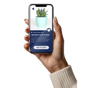 Holding Up Smartphone  - Customizable PowerPoint clipart graphic preview.