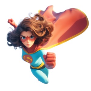 Female Superhero with Cape PowerPoint clipart graphic preview.