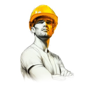 Pencil Sketch Construction Worker PowerPoint clipart graphic preview.