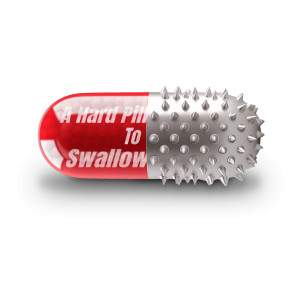 A Hard Pill to Swallow - Idiom Customizable PowerPoint clipart graphic preview.