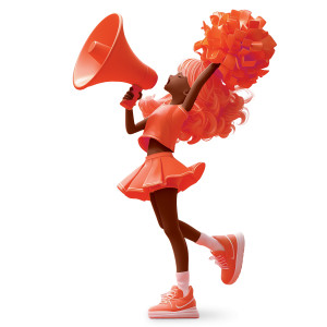 Cheerleader with Megaphone PowerPoint clipart graphic preview.