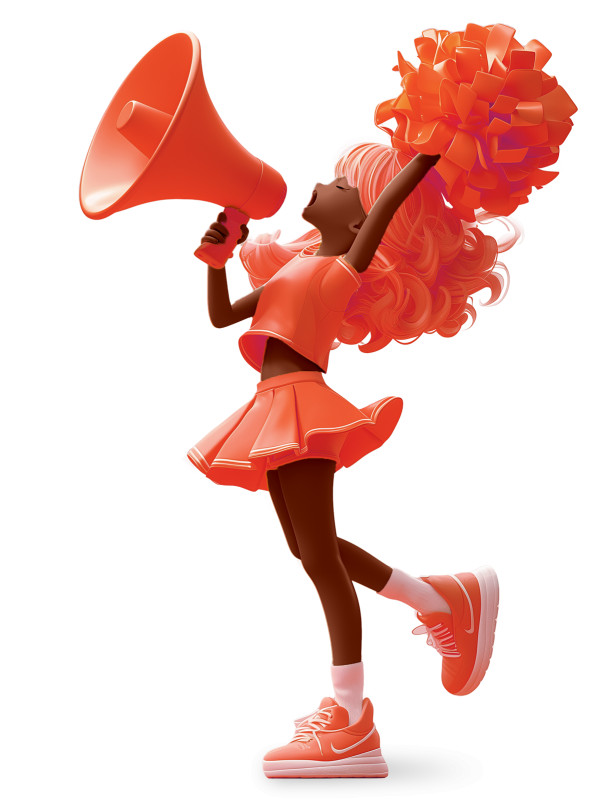 High-resolution clipart illustration of Cheerleader with Megaphone Clipart, designed for interfaith community outreach, spiritual wellness programs, and mindfulness-focused personal growth seminars.