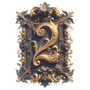 Number Two with Floral Scrollwork PowerPoint clipart graphic preview.