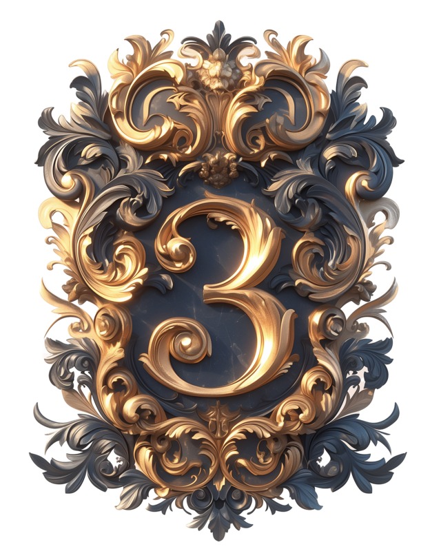 High-resolution clipart illustration of Decorative Floral Number Three Clipart, designed for corporate social responsibility initiatives, diversity and inclusion training, and non-profit community advocacy.
