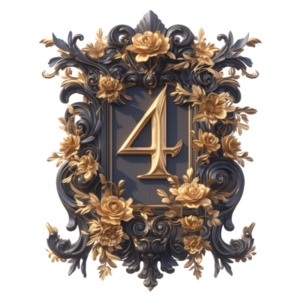 Decorative Number Four With Floral Scrollwork PowerPoint clipart graphic preview.