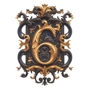 Ornate  Design Featuring the Number Six PowerPoint clipart graphic preview.