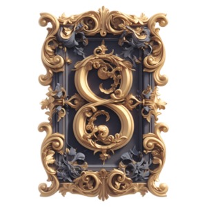 Ornate Floral Number Eight PowerPoint clipart graphic preview.