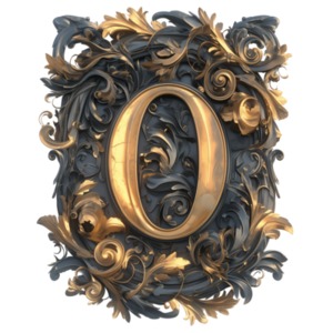 Number Zero with Ornate Floral PowerPoint clipart graphic preview.
