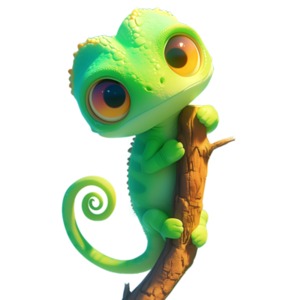 Cute Chameleon PowerPoint clipart graphic preview.