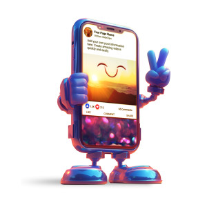 Happy Phone Mockup Customizable PowerPoint clipart graphic preview.