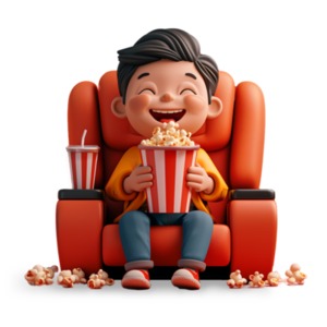 Joyful Person Watching Movie PowerPoint clipart graphic preview.