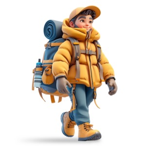 Backpacker on a Journey PowerPoint clipart graphic preview.