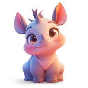Cute Rhino Animal PowerPoint clipart graphic preview.
