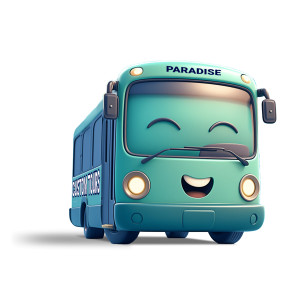 Custom Happy Bus Customizable PowerPoint clipart graphic preview.