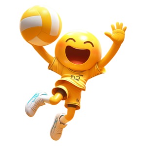 Emoji Volleyball Player PowerPoint clipart graphic preview.