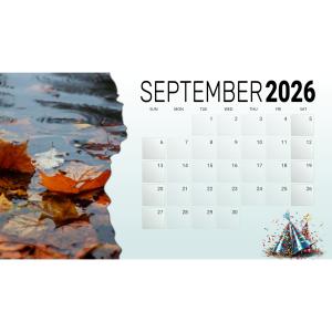 Horizontal Calendar Customizable PowerPoint clipart graphic preview.