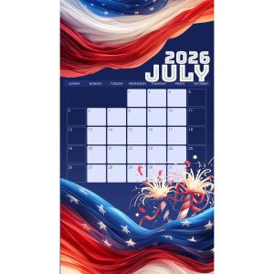 4th of July Calendar Customizable PowerPoint clipart graphic preview.