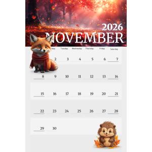 Autumn Themed Calendar Customizable PowerPoint clipart graphic preview.