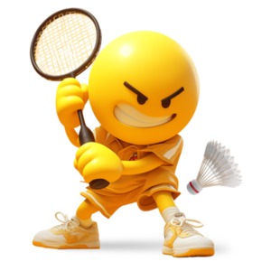 Emoji Badminton Player PowerPoint clipart graphic preview.