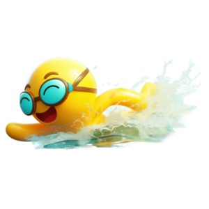 Emoji Swimmer PowerPoint clipart graphic preview.