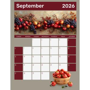Harvest Themed Calendar Customizable PowerPoint clipart graphic preview.