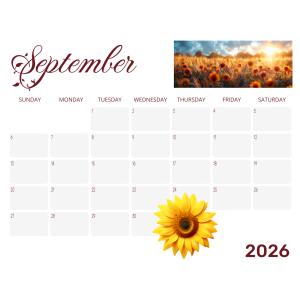 Summer Desk Calendar Customizable PowerPoint clipart graphic preview.