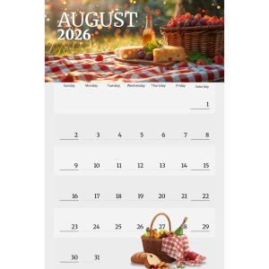 Picnic Themed Calendar Customizable PowerPoint clipart graphic preview.