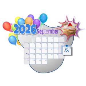 Birthday Balloon Calendar Customizable PowerPoint clipart graphic preview.