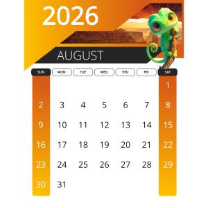Desert Theme Calendar Customizable PowerPoint clipart graphic preview.