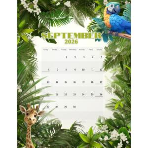 Green Leaves Border Calendar Customizable PowerPoint clipart graphic preview.