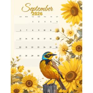Sunflower Calendar Customizable PowerPoint clipart graphic preview.