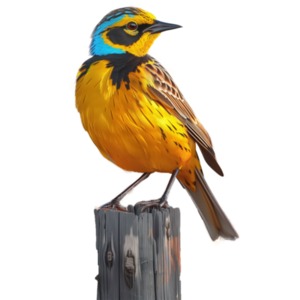 Meadowlark on Fence Post PowerPoint clipart graphic preview.