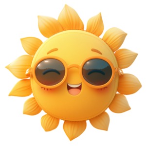 Cartoon Summer Sun PowerPoint clipart graphic preview.
