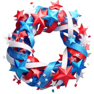 Patriotic Wreath PowerPoint clipart graphic preview.