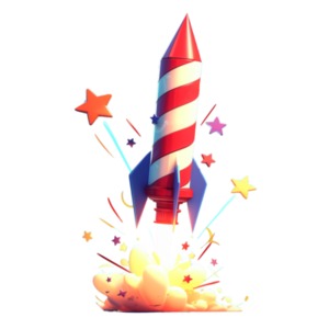 Fireworks Rocket PowerPoint clipart graphic preview.