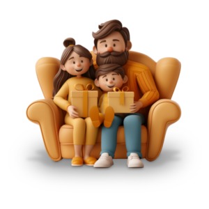 Family Gifts PowerPoint clipart graphic preview.