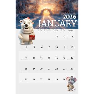 Winter Themed Calendar Customizable PowerPoint clipart graphic preview.